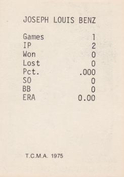 1975 TCMA 1919 Chicago White Sox #NNO Joe Benz Back
