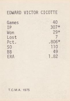 1975 TCMA 1919 Chicago White Sox #NNO Eddie Cicotte Back
