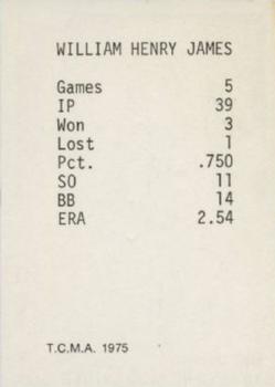 1975 TCMA 1919 Chicago White Sox #NNO Bill James Back