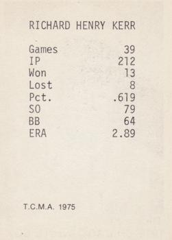 1975 TCMA 1919 Chicago White Sox #NNO Dickie Kerr Back