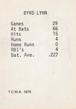 1975 TCMA 1919 Chicago White Sox #NNO Byrd Lynn Back