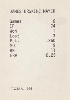 1975 TCMA 1919 Chicago White Sox #NNO Erskine Mayer Back