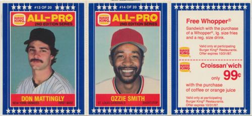 1987 Burger King All-Pro - Panels #13-14 Don Mattingly / Ozzie Smith Front