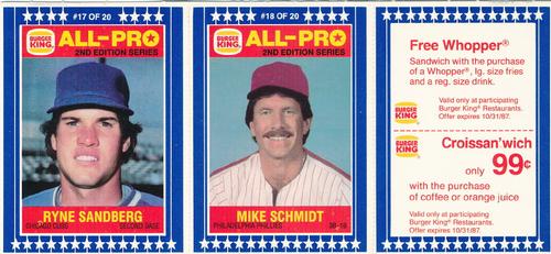 1987 Burger King All-Pro - Panels #17-18 Ryne Sandberg / Mike Schmidt Front