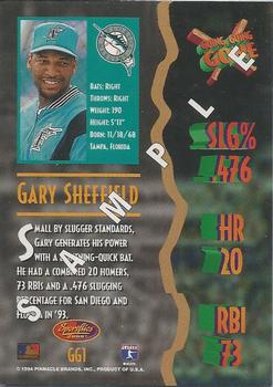 1994 Sportflics 2000 Rookie & Traded - Samples #GG1 Gary Sheffield Back