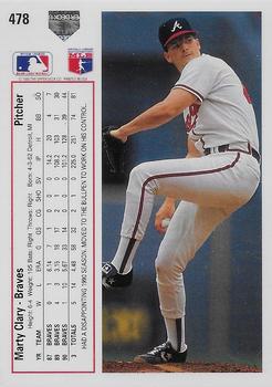 1991 Upper Deck #478 Marty Clary Back