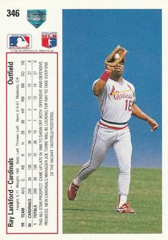 1991 Upper Deck #346 Ray Lankford Back