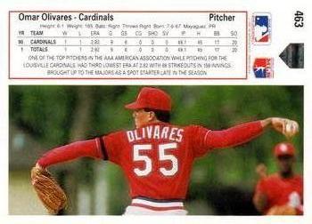 1991 Upper Deck #463 Omar Olivares Back