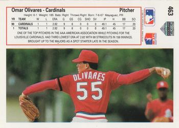 1991 Upper Deck #463 Omar Olivares Back
