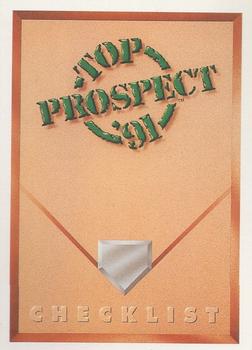 1991 Upper Deck #50 Top Prospect Checklist Front