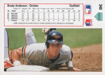 1991 Upper Deck #349 Brady Anderson Back