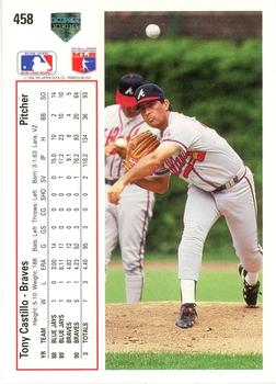 1991 Upper Deck #458 Tony Castillo Back