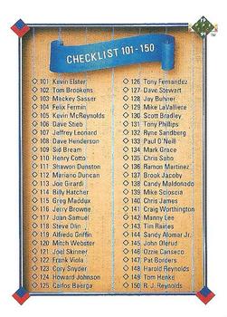 1991 Upper Deck #200 Checklist: 101-200 Front