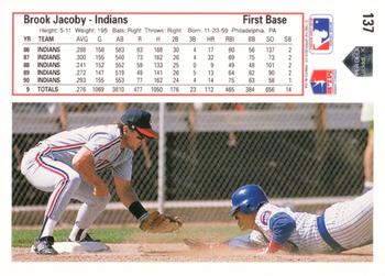 1991 Upper Deck #137 Brook Jacoby Back