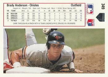 1991 Upper Deck #349 Brady Anderson Back