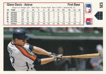 1991 Upper Deck #535 Glenn Davis Back