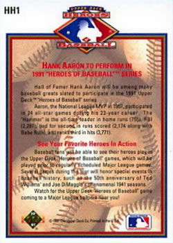 1991 Upper Deck #HH1 Hank Aaron Back