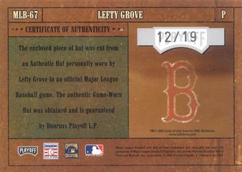 2004 Playoff Prime Cuts - MLB Icons Material Prime #MLB-67 Lefty Grove Back