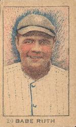 1920 W519-1-2 Strip Cards Type 2 Numbered #20 Babe Ruth Front
