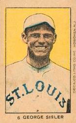 1920 W519-1-1 Strip Cards Type 1 Numbered #6 George Sisler Front