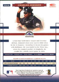 2004 Donruss World Series #WS-61 Charles Johnson Back
