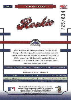 2004 Donruss World Series #197 Tim Bausher Back