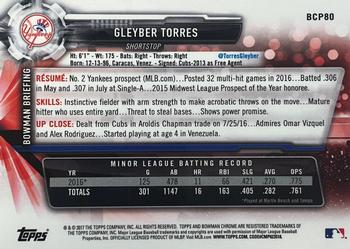 2017 Bowman - Chrome Prospects Mojo #BCP80 Gleyber Torres Back