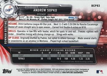 2017 Bowman - Chrome Prospects Mojo #BCP83 Andrew Sopko Back