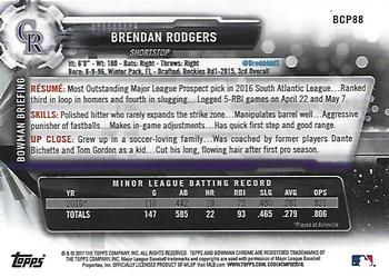 2017 Bowman - Chrome Prospects Mojo #BCP88 Brendan Rodgers Back