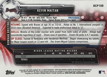 2017 Bowman - Chrome Prospects Mojo #BCP100 Kevin Maitan Back