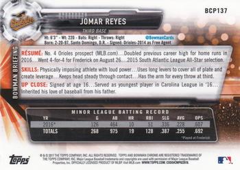 2017 Bowman - Chrome Prospects Mojo #BCP137 Jomar Reyes Back
