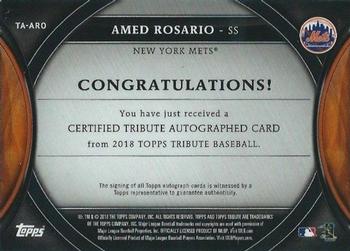 2018 Topps Tribute - Autographs #TA-ARO Amed Rosario Back