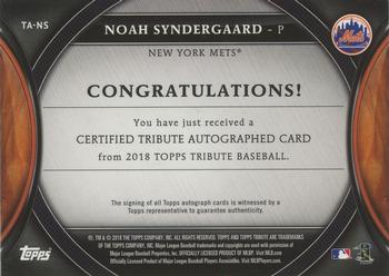 2018 Topps Tribute - Autographs #TA-NS Noah Syndergaard Back