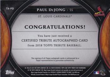 2018 Topps Tribute - Autographs #TA-PD Paul DeJong Back