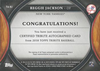 2018 Topps Tribute - Autographs #TA-RJ Reggie Jackson Back
