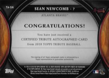 2018 Topps Tribute - Autographs #TA-SN Sean Newcomb Back