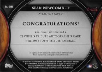 2018 Topps Tribute - Autographs #TA-SNE Sean Newcomb Back