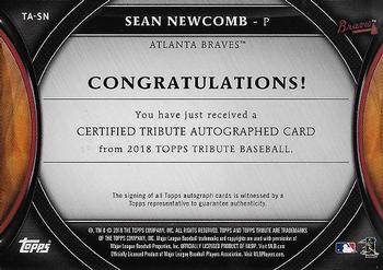 2018 Topps Tribute - Autographs Orange #TA-SN Sean Newcomb Back