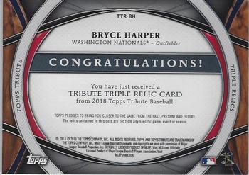 2018 Topps Tribute - Triple Relics #TTR-BH Bryce Harper Back