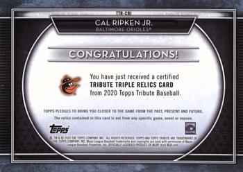 2018 Topps Tribute - Triple Relics Green #TTR-CRJ Cal Ripken Jr. Back