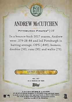 2018 Topps Gypsy Queen - Missing Black Plate #191 Andrew McCutchen Back