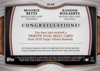 2018 Topps Tribute - Dual Relics Combo #DR-BB Mookie Betts / Xander Bogaerts Back