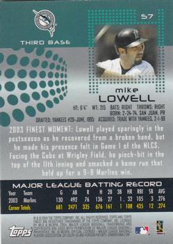 2004 Finest #57 Mike Lowell Back