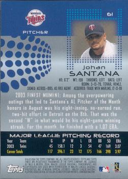 2004 Finest #61 Johan Santana Back