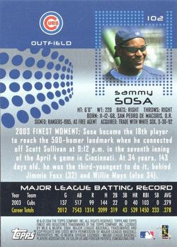 2004 Finest #102 Sammy Sosa Back