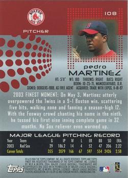 2004 Finest #108 Pedro Martinez Back