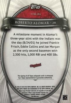 2018 Topps Tribute - Tribute to the Moment Autographs Red #TTM-RA Roberto Alomar Back