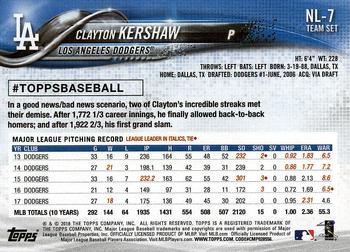 2018 Topps National League Standouts #NL-7 Clayton Kershaw Back