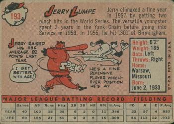 2014 Topps - 75th Anniversary Buybacks 1958 #193 Jerry Lumpe Back