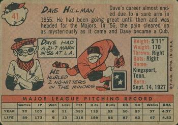 2014 Topps - 75th Anniversary Buybacks 1958 #41 Dave Hillman Back